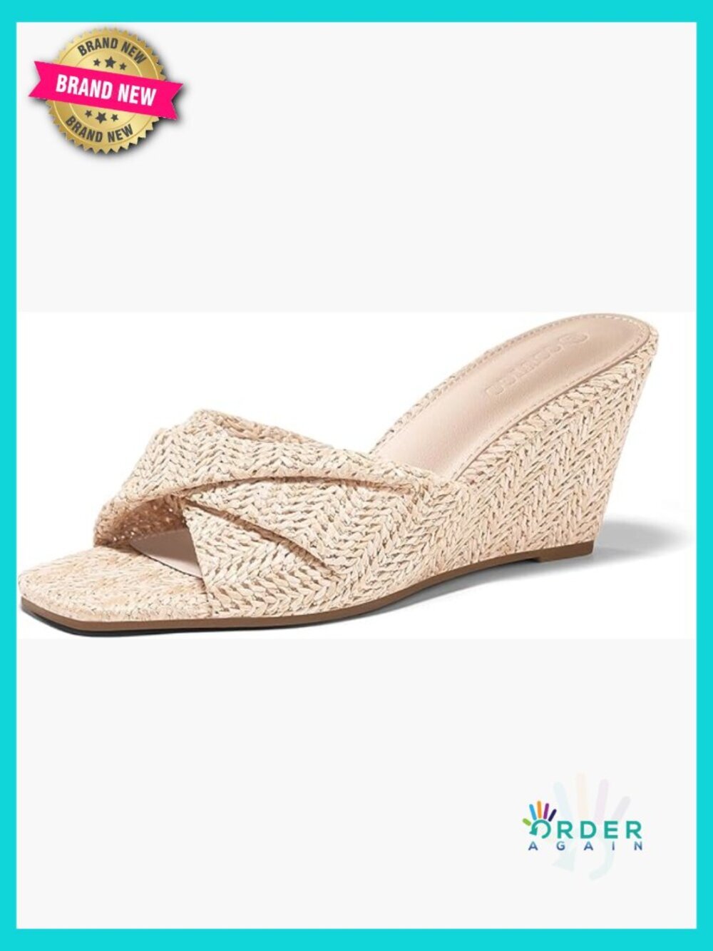 Womens Espadrille Wedge Sandals Square Open Toe Slip On Slides Boho Summer Beach